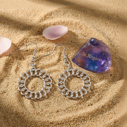 Silver-Plated Open Figaro Round Drop Earrings