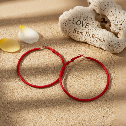 Red Enamel & Silver-Plated Hoop Earrings