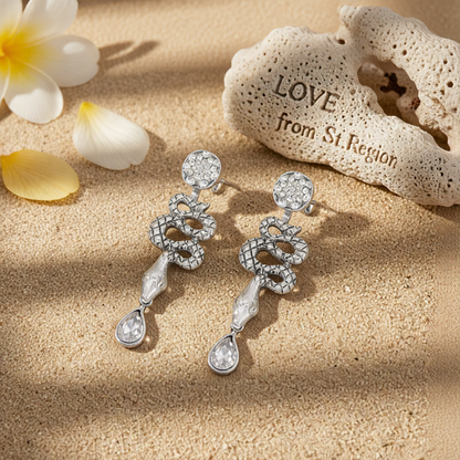 Cubic Zirconia & Silver-Plated Snake Ear Jackets