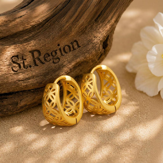 18K Gold-Plated Openwork Huggie Earrings