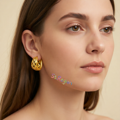 18K Gold-Plated Openwork Huggie Earrings