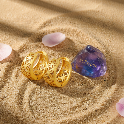 18K Gold-Plated Openwork Huggie Earrings