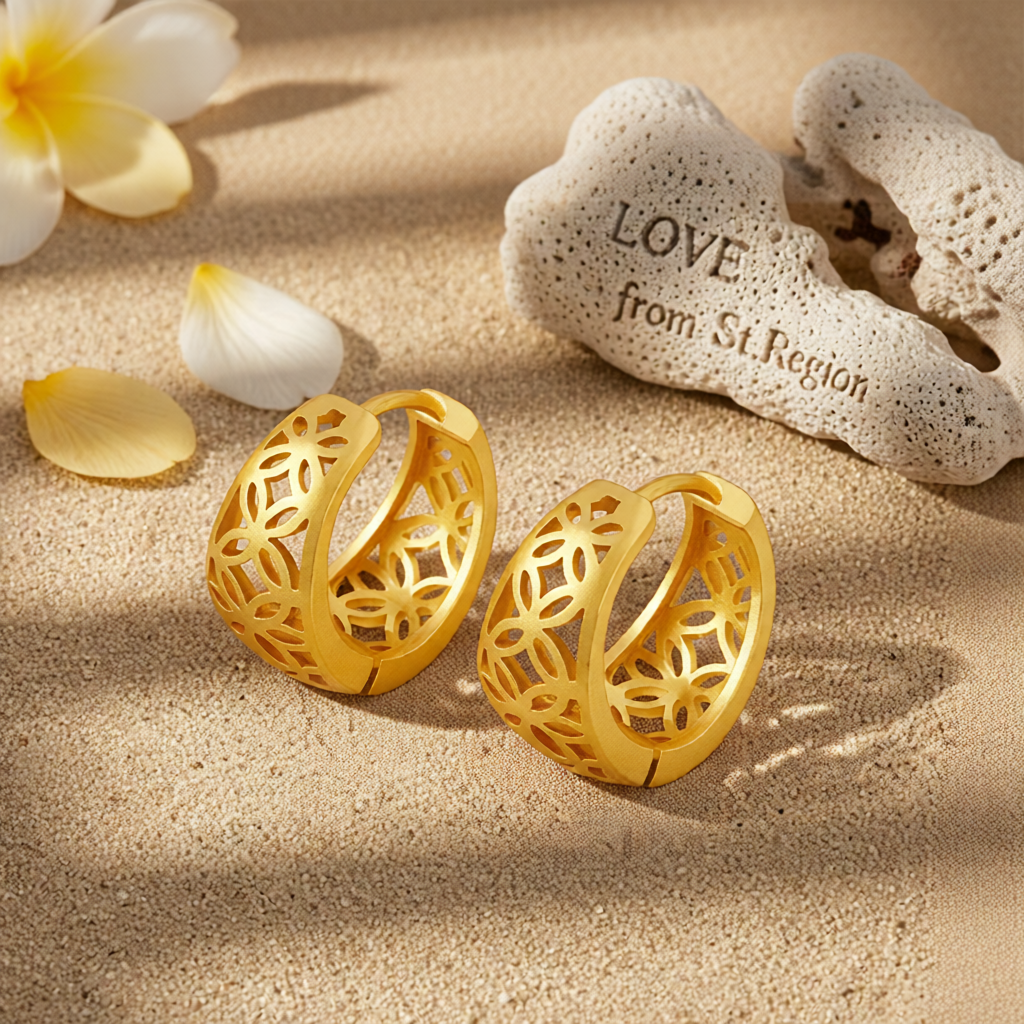 18K Gold-Plated Openwork Huggie Earrings