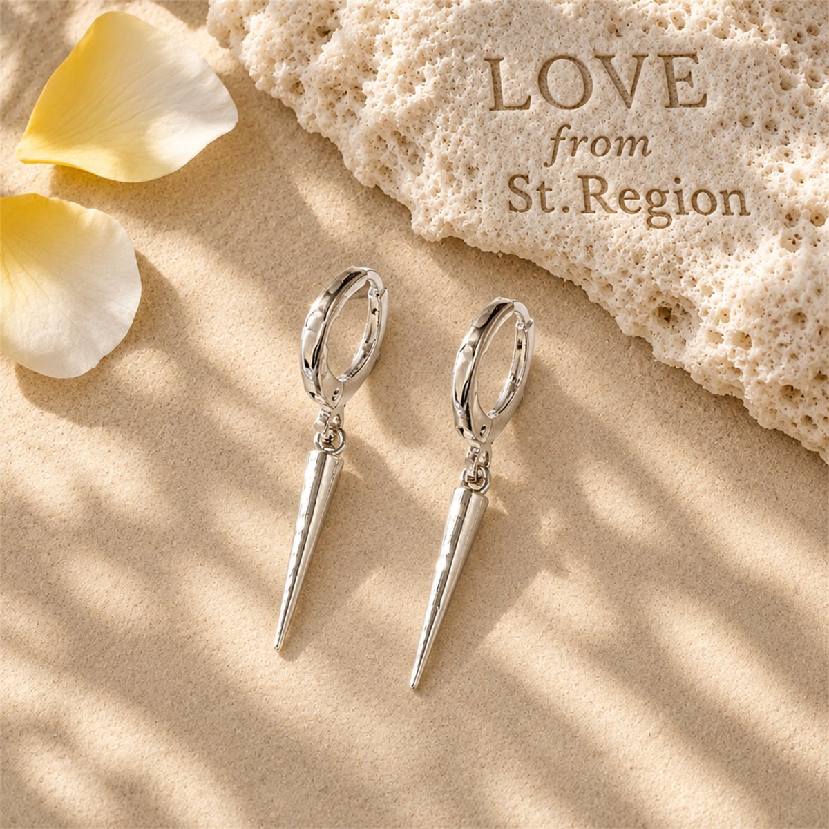 Silver-Plated Spike Huggie Earrings, silver huggie earrings, dainty minimalist design, lifestyle look