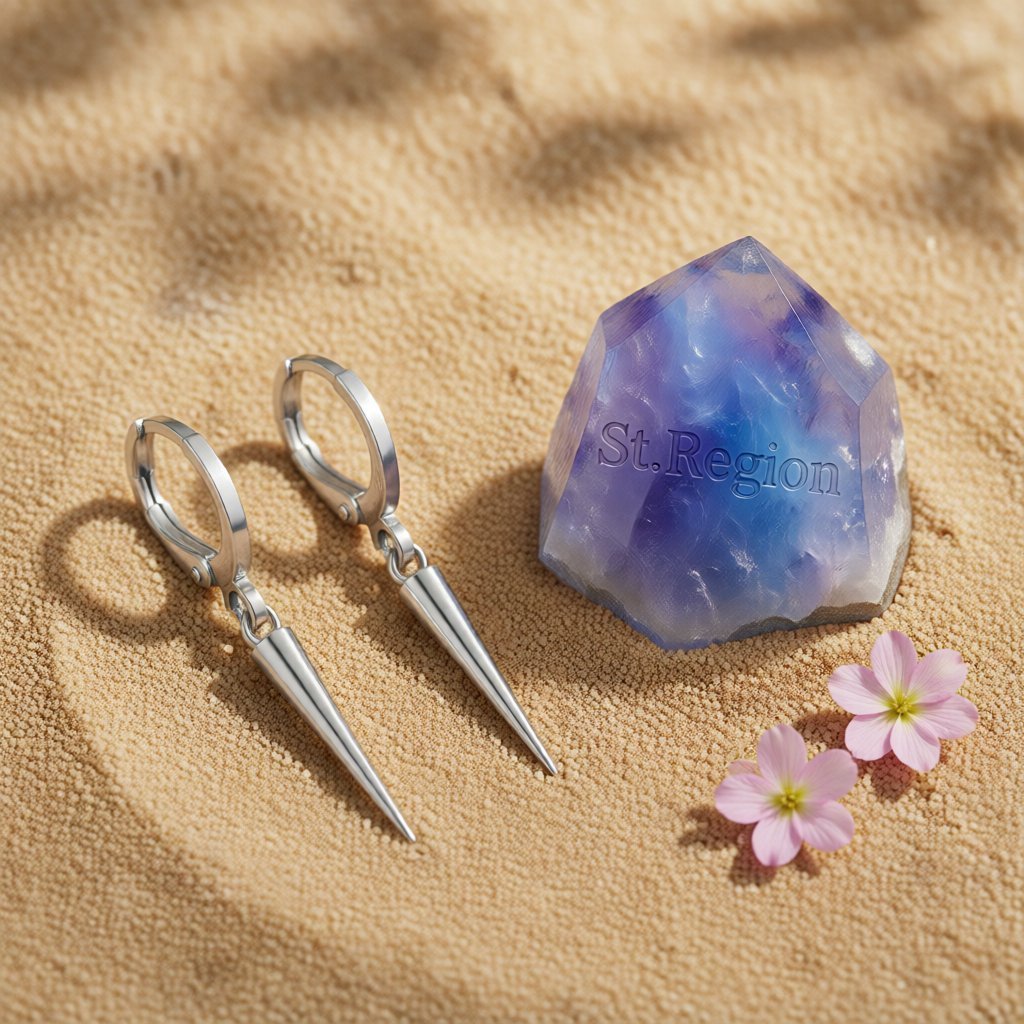 Silver-Plated Spike Huggie Earrings, silver huggie earrings, dainty minimalist design, detail close-up