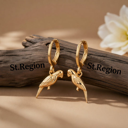 18K Gold-Plated Bird Huggie Earrings