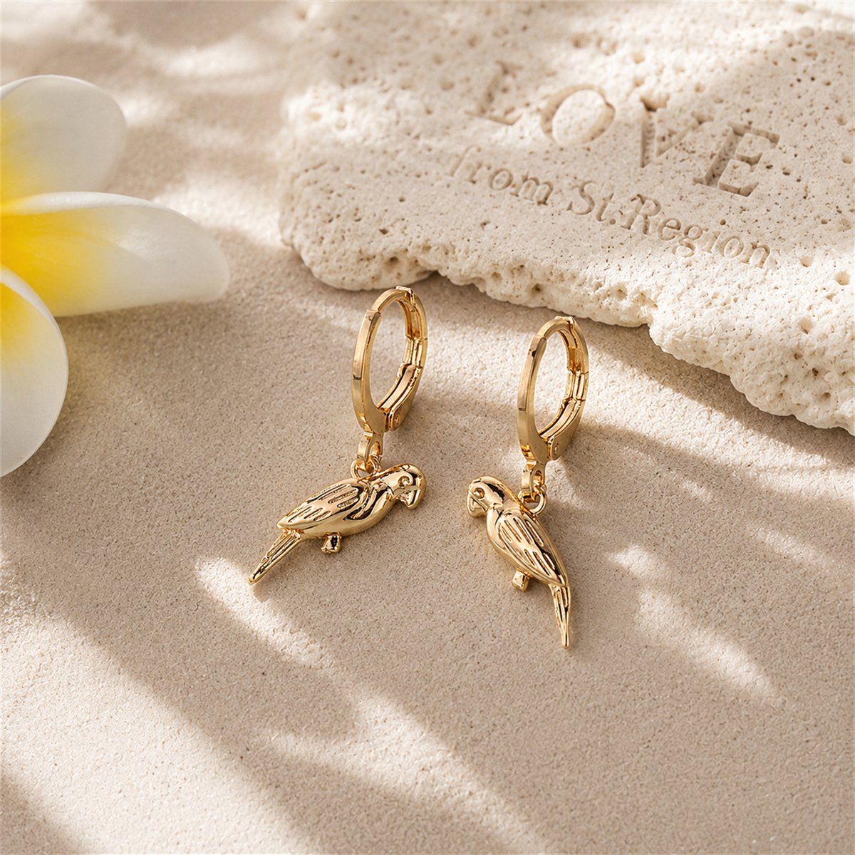 18K Gold-Plated Bird Huggie Earrings