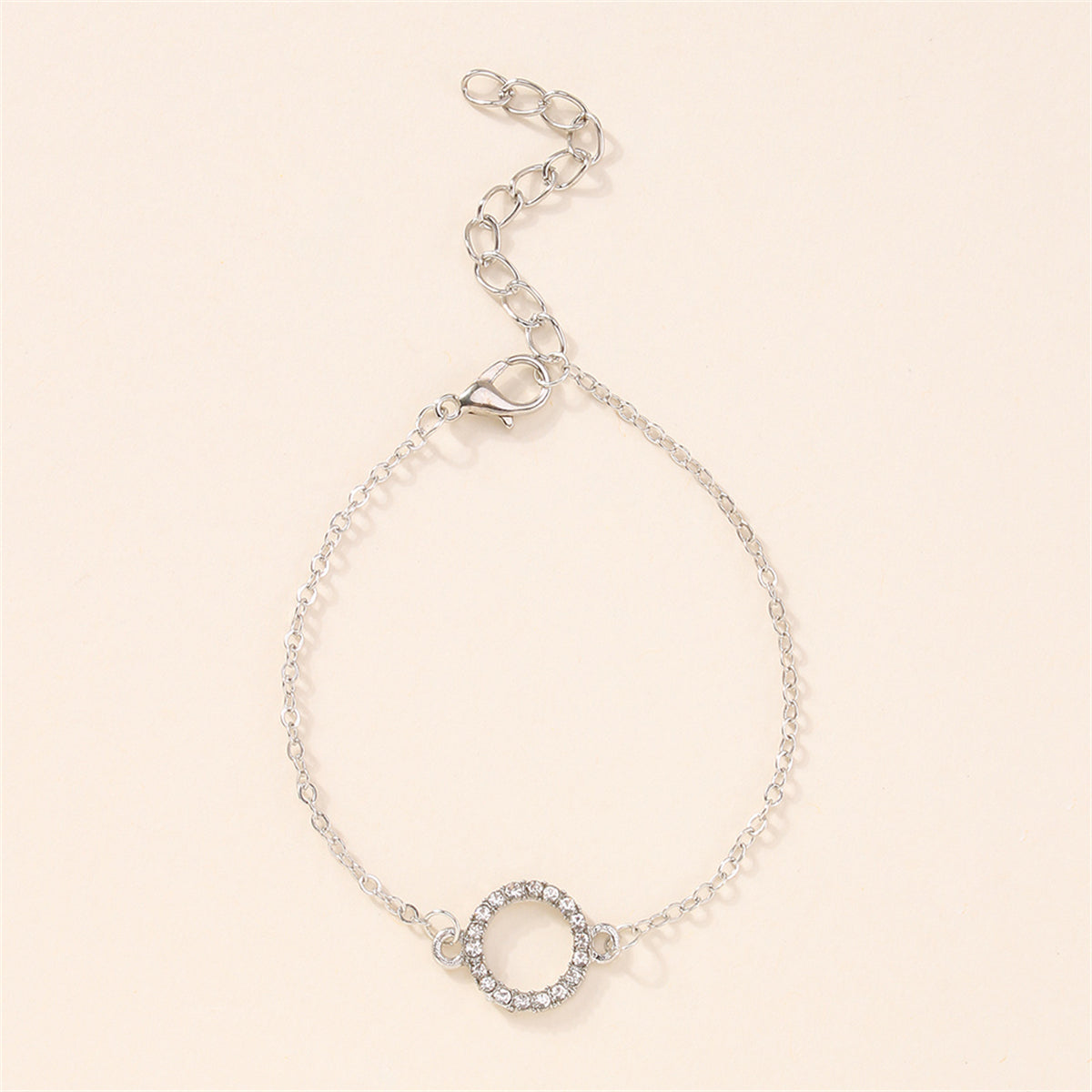 Cubic Zirconia and Silver-Plated Circle Charm Bracelet, silver bracelet for women, everyday style, lifestyle look