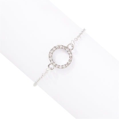 Cubic Zirconia and Silver-Plated Circle Charm Bracelet, silver bracelet for women, everyday style, styled look