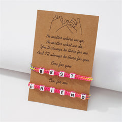Pink & Blue Rainbow 'Best Friend' Adjustable Bracelet Set