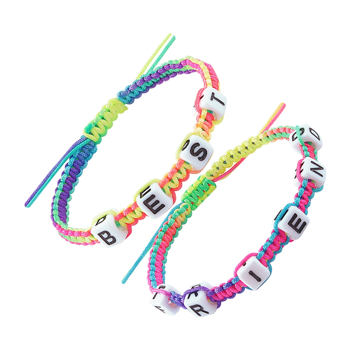 Pink and Blue Rainbow 'Best Friend' Adjustable Bracelet Set, bracelet for women, elegant gift for her, side view