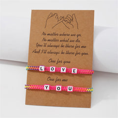 Pink & Blue Rainbow 'Love You' Adjustable Bracelet Set