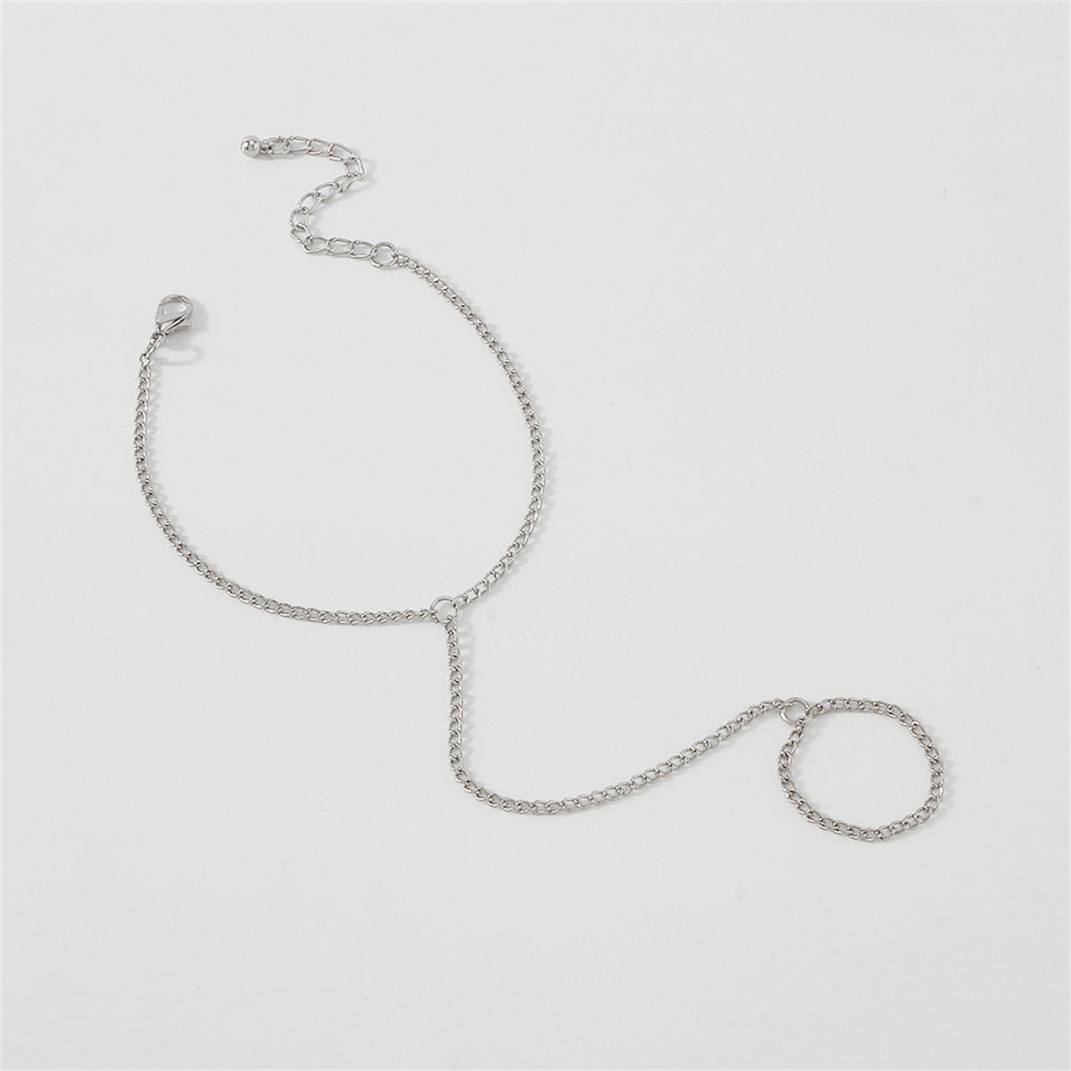 Silver-Plated Wrist-To-Ring Chain Bracelet
