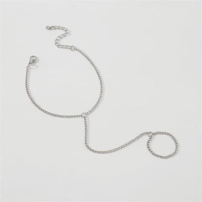 Silver-Plated Wrist-To-Ring Chain Bracelet, silver bracelet for women, botanical inspired, lifestyle look