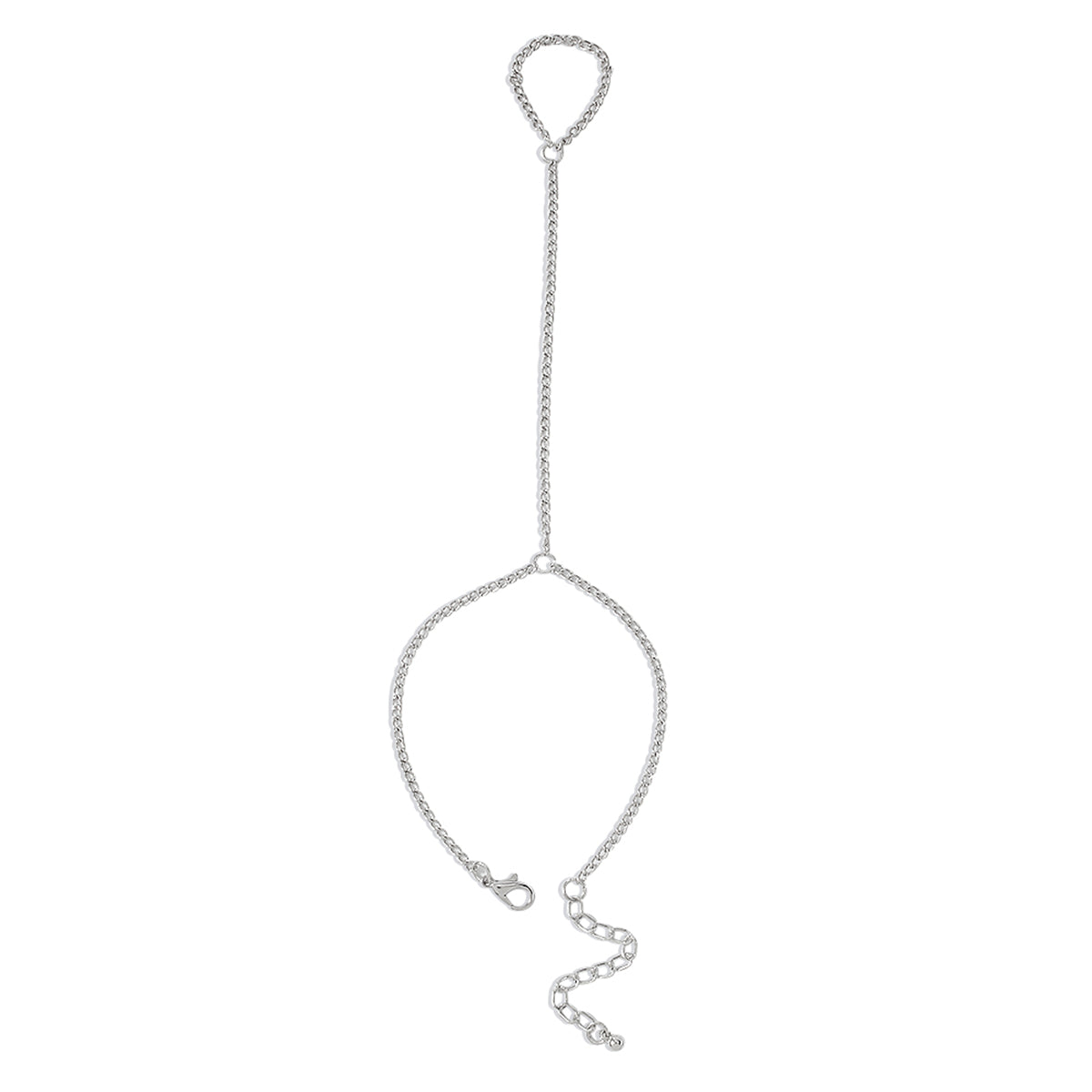 Silver-Plated Wrist-To-Ring Chain Bracelet, silver bracelet for women, botanical inspired, styled look