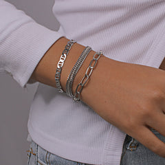 Silver-Plated Cable Chain Bracelet Set