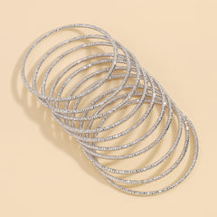 Silver-Plated Textured Bangle Set