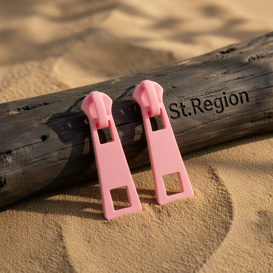 Pink Enamel & Silver-Plated Zip Drop Earrings