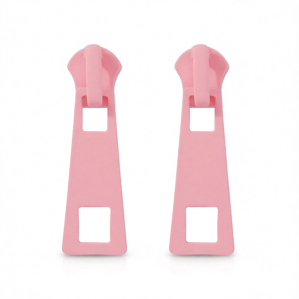 Pink Enamel & Silver-Plated Zip Drop Earrings