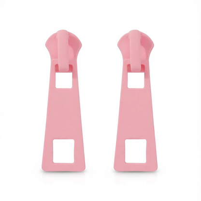 Pink Enamel & Silver-Plated Zip Drop Earrings