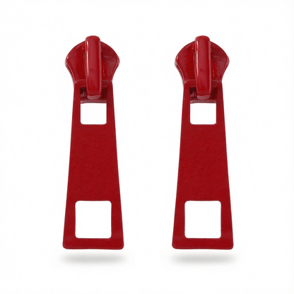 Red Enamel & Silver-Plated Zip Drop Earrings