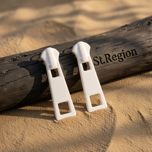 White Enamel & Silver-Plated Zip Drop Earrings