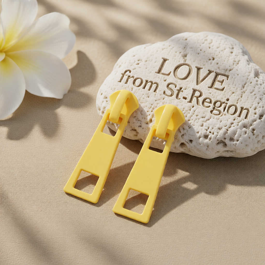 Yellow Enamel & Silver-Plated Zip Drop Earrings