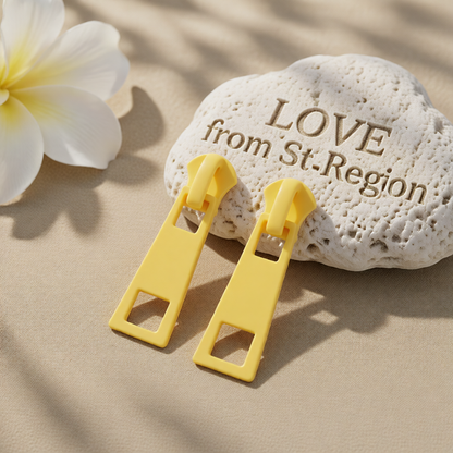 Yellow Enamel & Silver-Plated Zip Drop Earrings