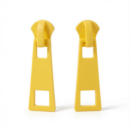 Yellow Enamel & Silver-Plated Zip Drop Earrings