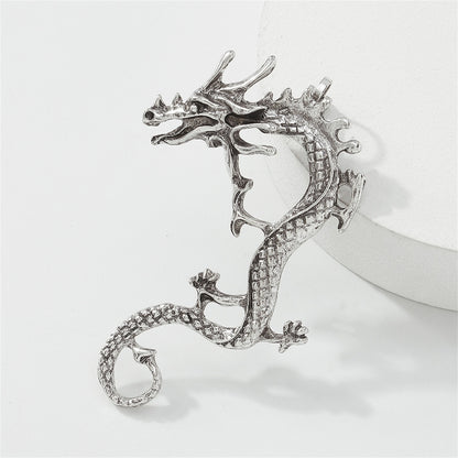 Silver-Plated Dragon Ear Cuff, silver stud earrings for women, dainty minimalist design, lifestyle look