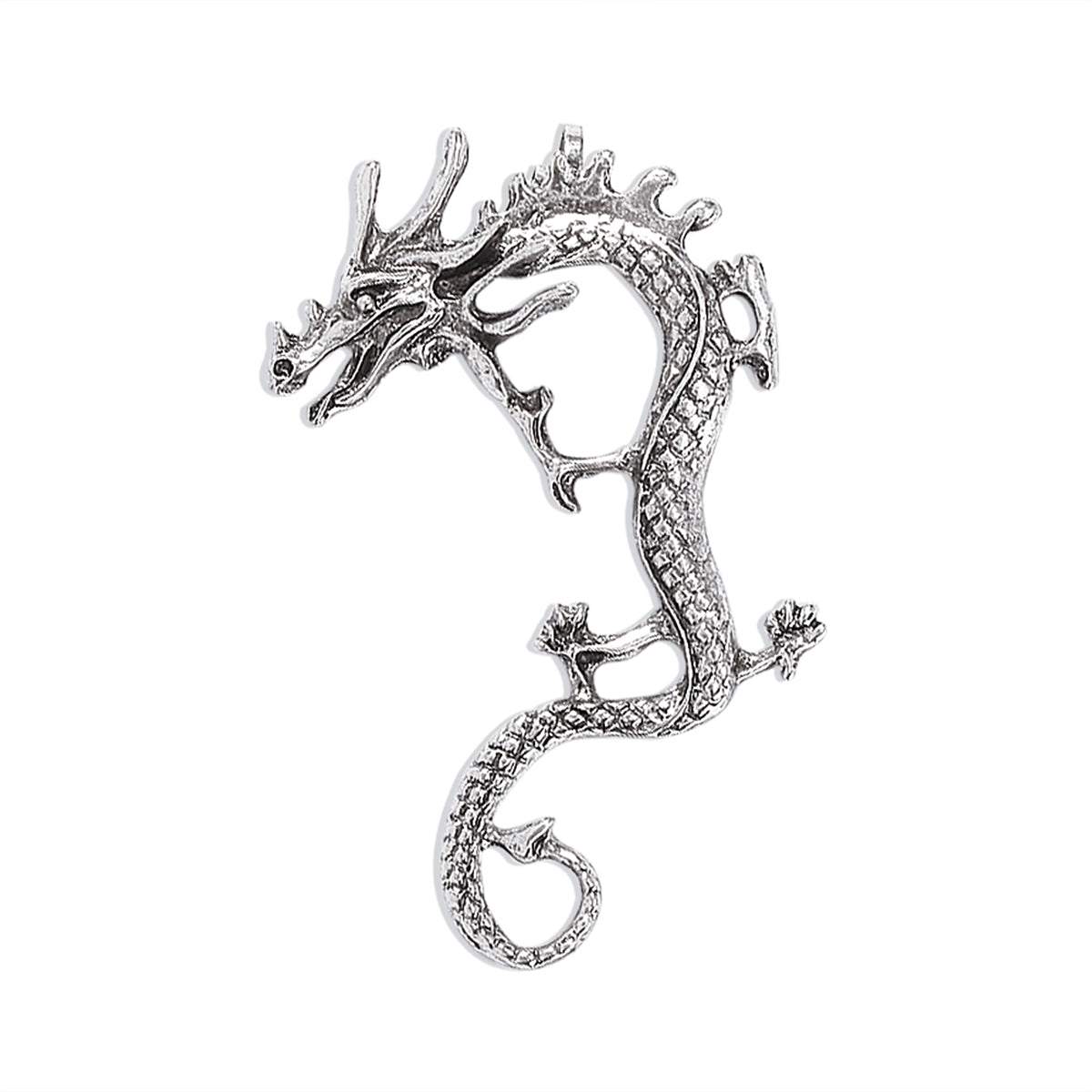 Silver-Plated Dragon Ear Cuff, silver stud earrings for women, dainty minimalist design, styled look