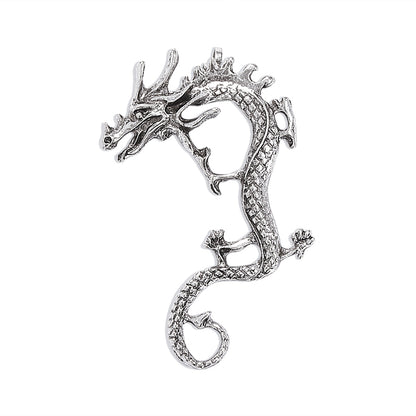 Silver-Plated Dragon Ear Cuff, silver stud earrings for women, dainty minimalist design, styled look
