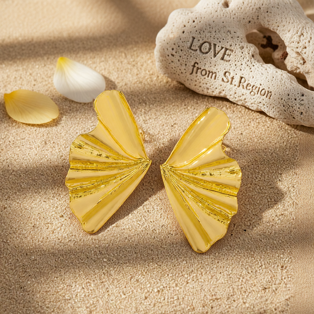 18K Gold-Plated Maple Leaf Stud Earrings