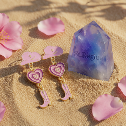 Purple Enamel & 18K Gold-Plated Cowgirl Heart Drop Earrings