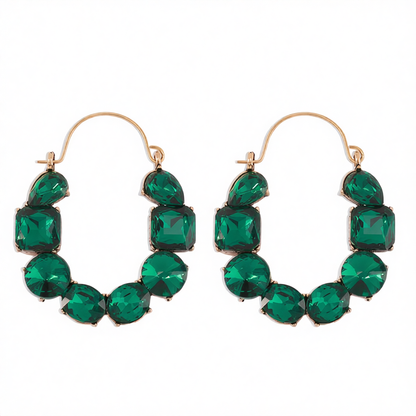 Green Crystal & 18K Gold-Plated Geo Cluster Drop Earrings