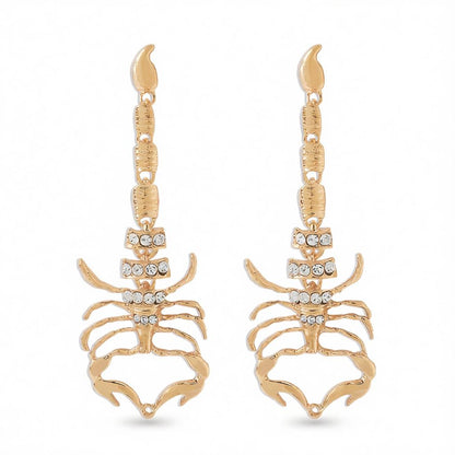 Cubic Zirconia and 18K Gold-Plated Scorpion Drop Earrings, gold drop earrings for women, elegant gift for her, side view