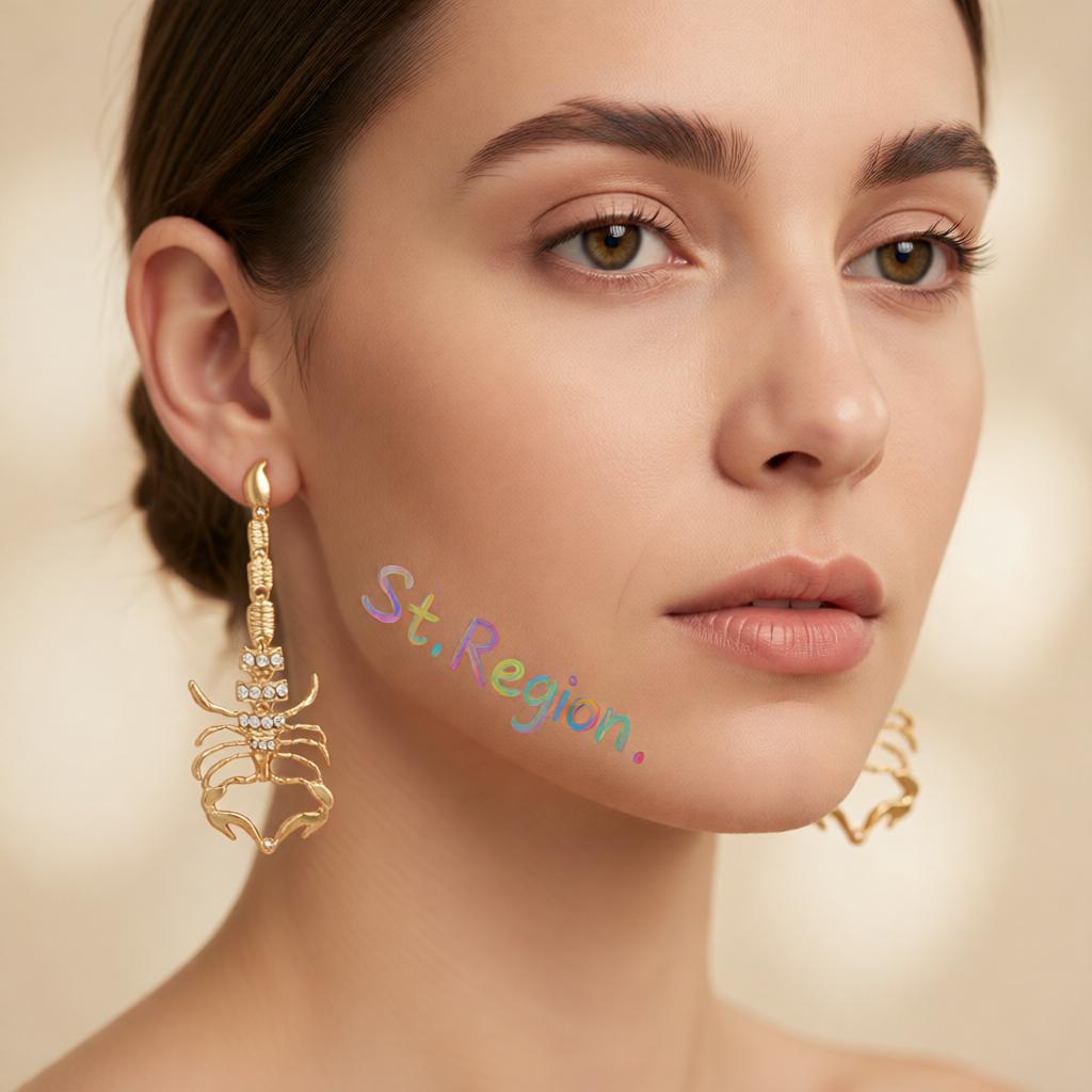 Cubic Zirconia and 18K Gold-Plated Scorpion Drop Earrings, gold drop earrings for women, elegant gift for her, styled look
