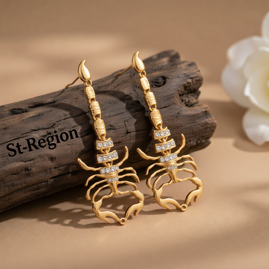 Cubic Zirconia & 18K Gold-Plated Scorpion Drop Earrings