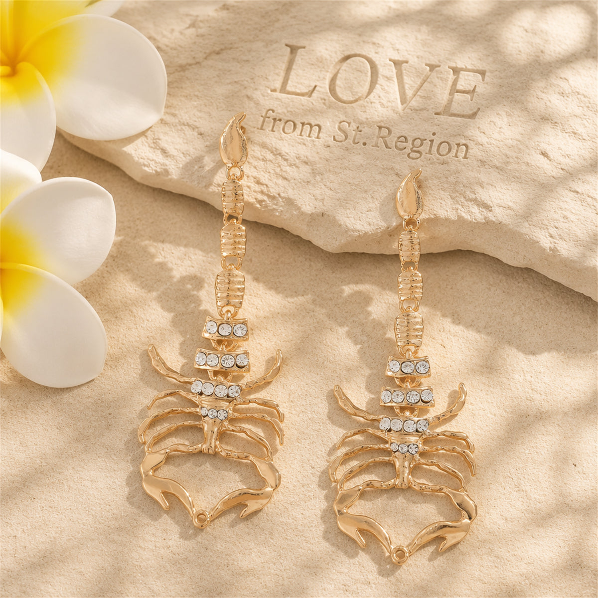 Cubic Zirconia & 18K Gold-Plated Scorpion Drop Earrings