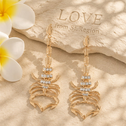 Cubic Zirconia & 18K Gold-Plated Scorpion Drop Earrings