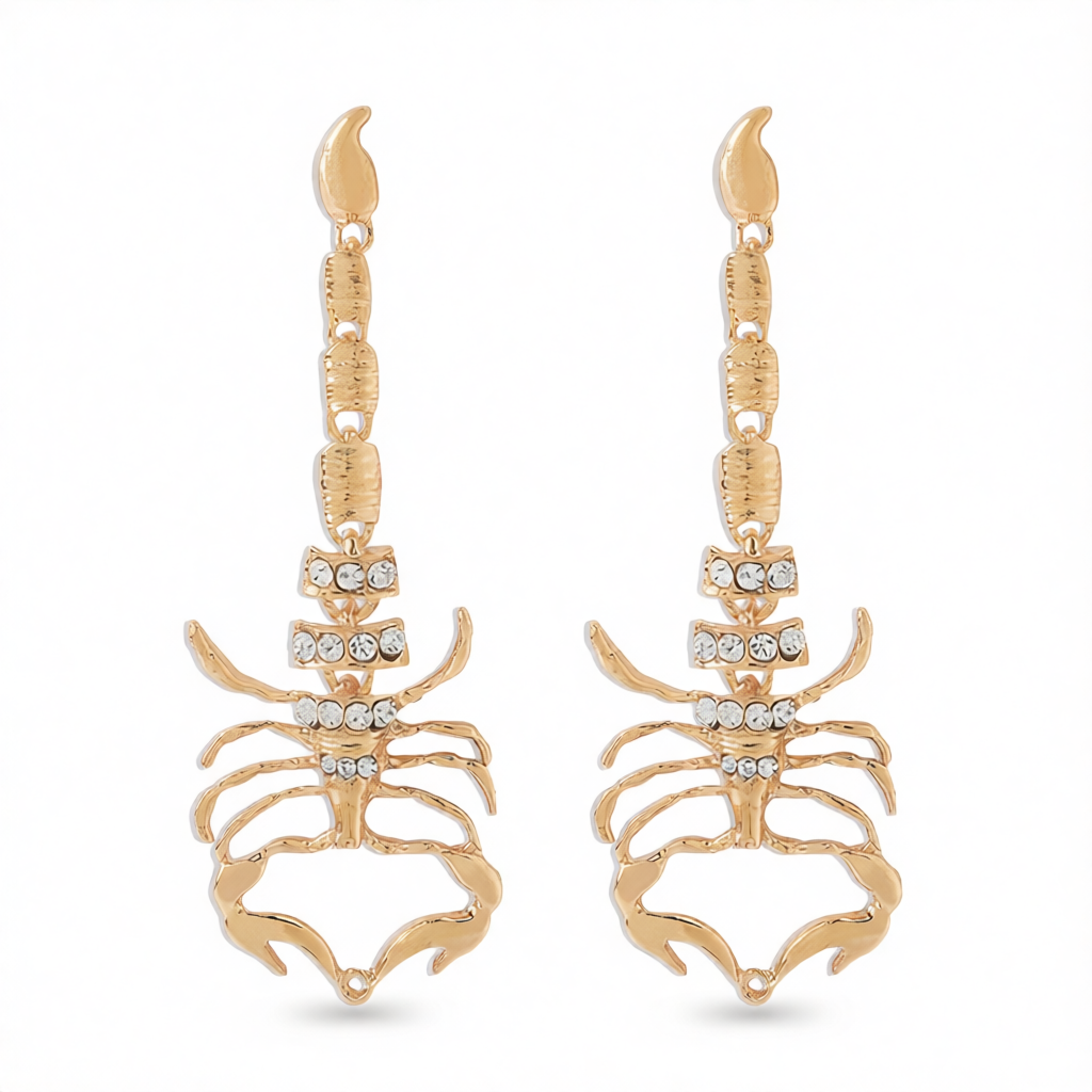 Cubic Zirconia & 18K Gold-Plated Scorpion Drop Earrings