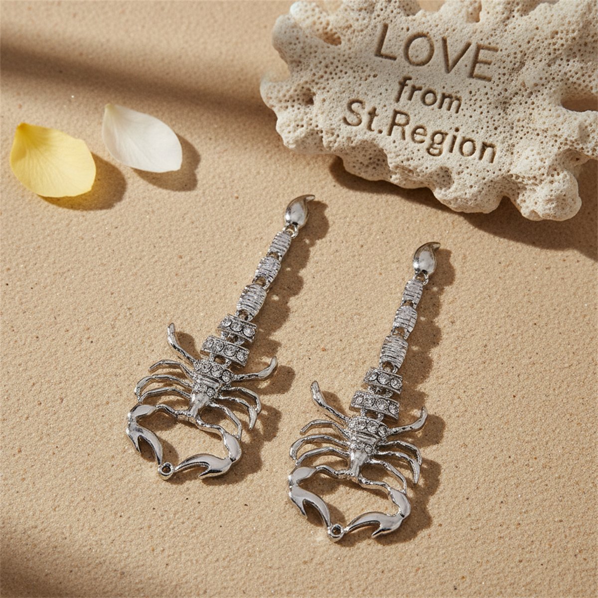 Cubic Zirconia and Silver-Plated 3.9'' Scorpion Post Drop Earrings, silver drop earrings for women, lifestyle look
