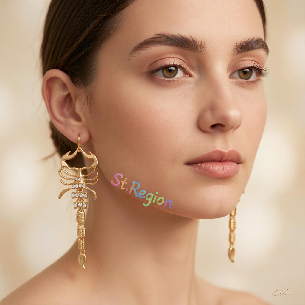Cubic Zirconia and 18K Gold-Plated 4.5'' Scorpion Hook Drop Earrings, gold drop earrings for women, styled look