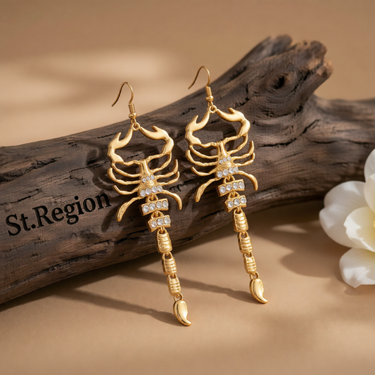 Cubic Zirconia & 18K Gold-Plated 4.5'' Scorpion Hook Drop Earrings