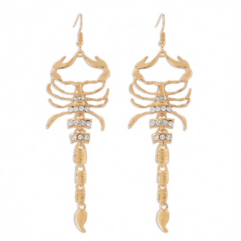 Cubic Zirconia & 18K Gold-Plated 4.5'' Scorpion Hook Drop Earrings