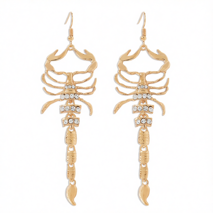 Cubic Zirconia & 18K Gold-Plated 4.5'' Scorpion Hook Drop Earrings