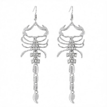 Cubic Zirconia and Silver-Plated Scorpion Drop Earrings, silver drop earrings for women, vintage-inspired design, side view