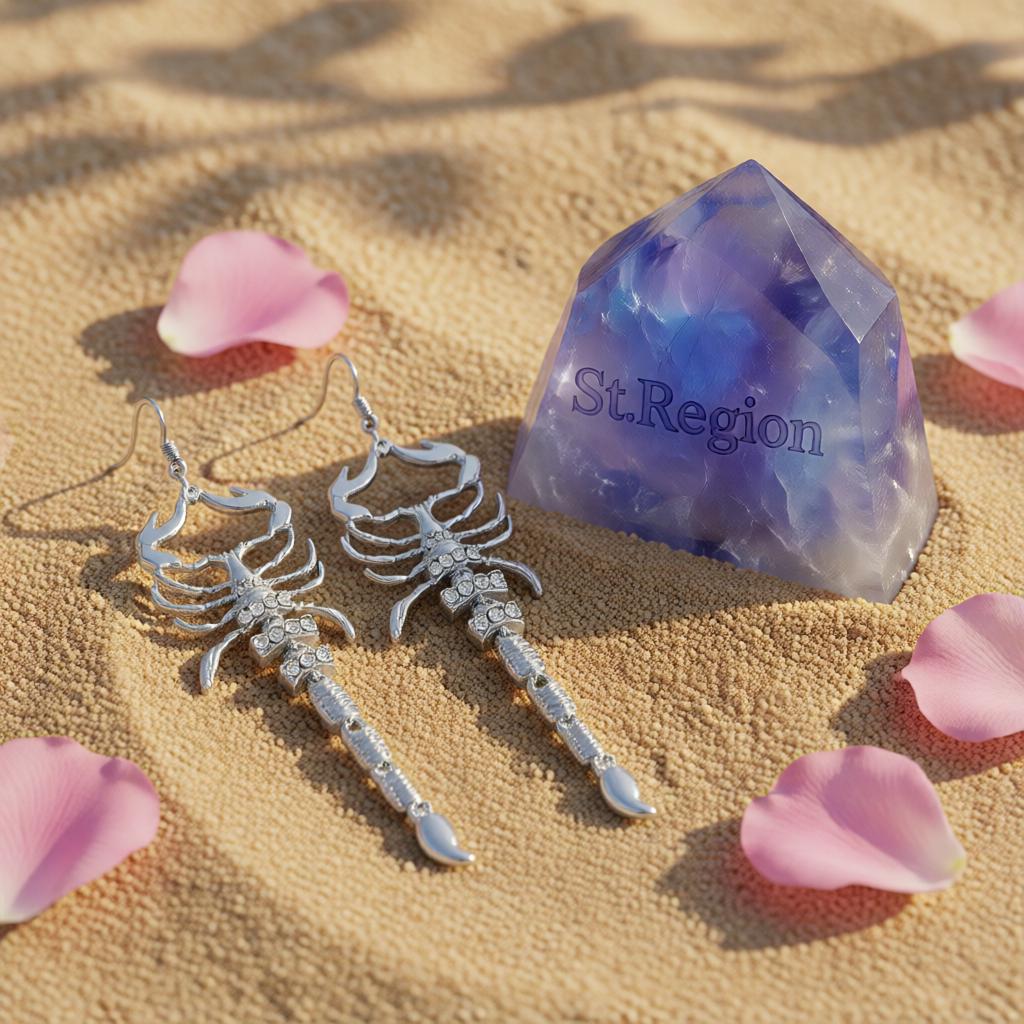Cubic Zirconia and Silver-Plated Scorpion Drop Earrings, silver drop earrings for women, detail close-up