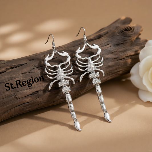 Cubic Zirconia & Silver-Plated Scorpion Drop Earrings