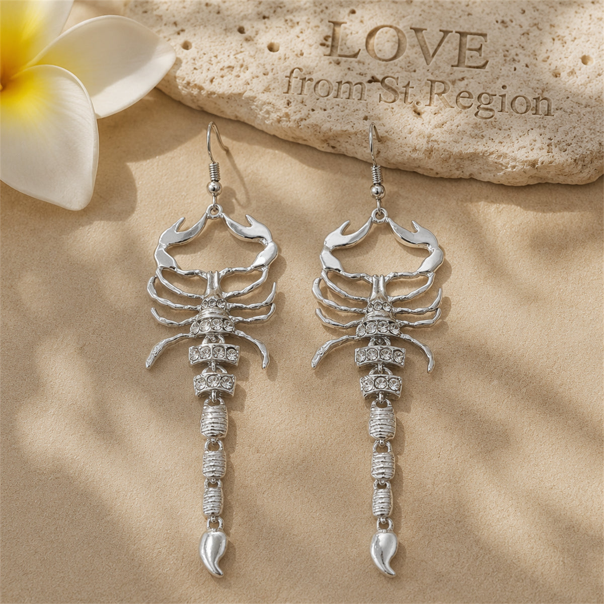 Cubic Zirconia & Silver-Plated Scorpion Drop Earrings